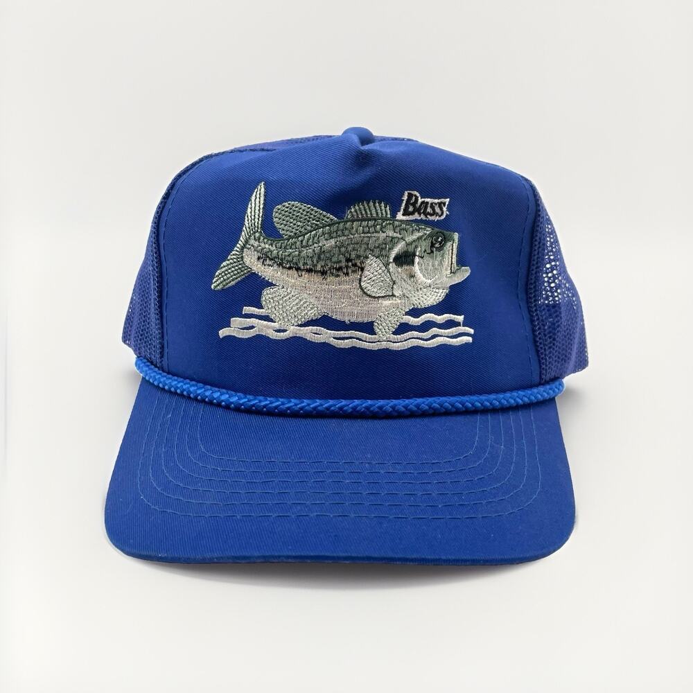 YoungAn Headwear Vintage Embroidered Bass Fishing Ball Cap Royal Blue Hat